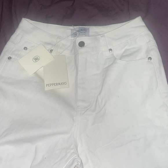 Peppermayo Exclusive - Back Again Straight Leg Denim Jeans - White - Picture 9 of 10